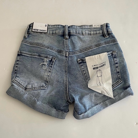 Almost Famous Light Wash Ripped Distressed Mom Jean Denim Shorts - Picture 5 of 7